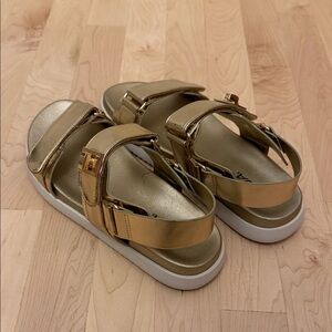 Soda Gold Sandals with Chain Detail